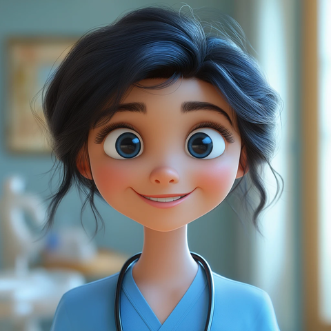 牙医蓝色工装卡通肖像