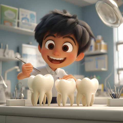 年轻牙医定制牙冠模型