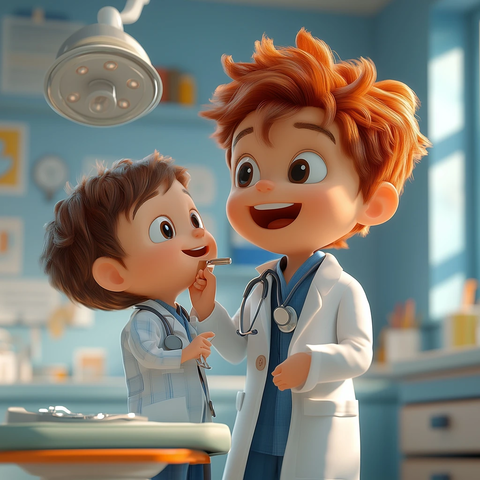 医生检查小孩喉咙