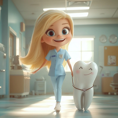 金发女孩与牙齿宠物同行