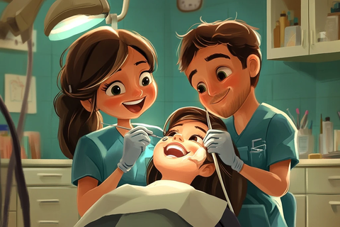 牙医为患者进行牙齿治疗