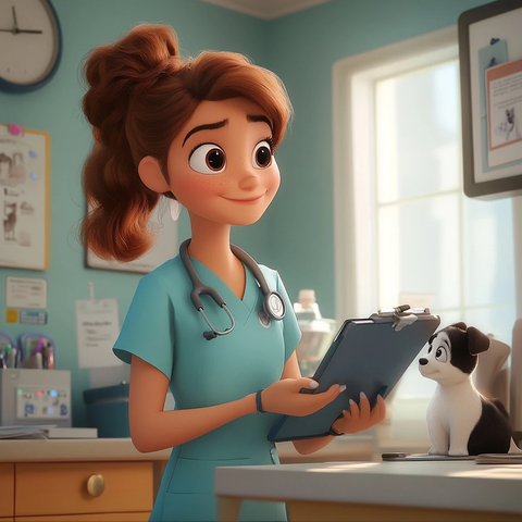 兽医技术员照顾宠物