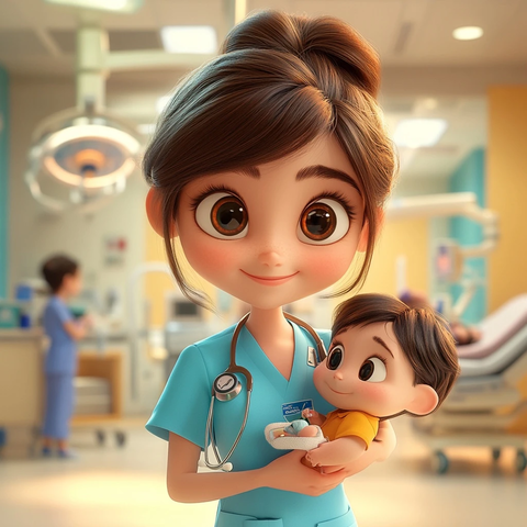护士帮助医院儿童