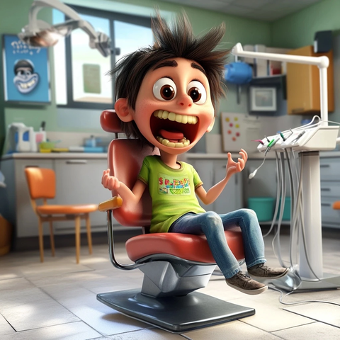 小孩牙医诊所害怕表情