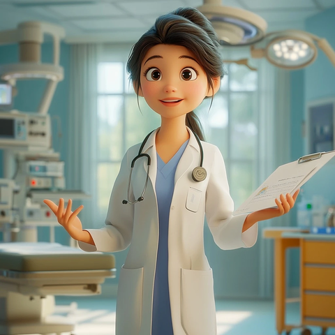 年轻女医生医院检查室场景