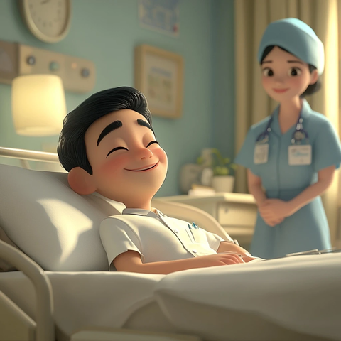 男患者卧床护士陪伴