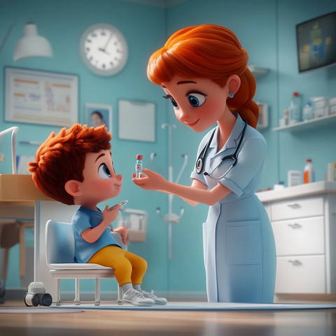 孩子接种疫苗护士协助