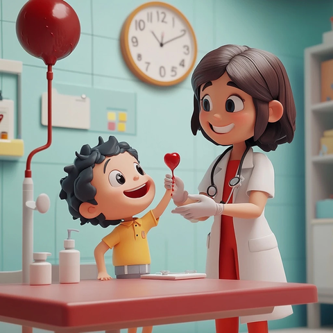 儿童诊所采血场景