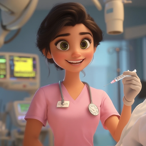 女护士注射患者手臂