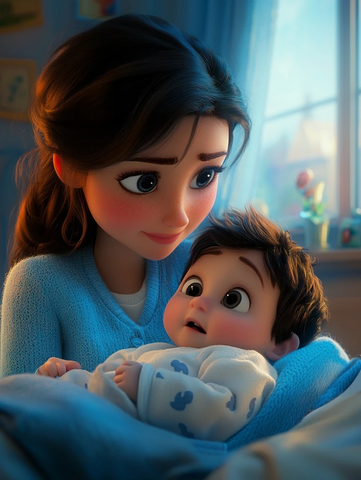 母亲安慰生病宝宝