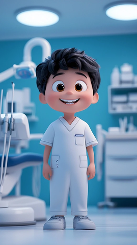 卡通牙医站立诊所环境