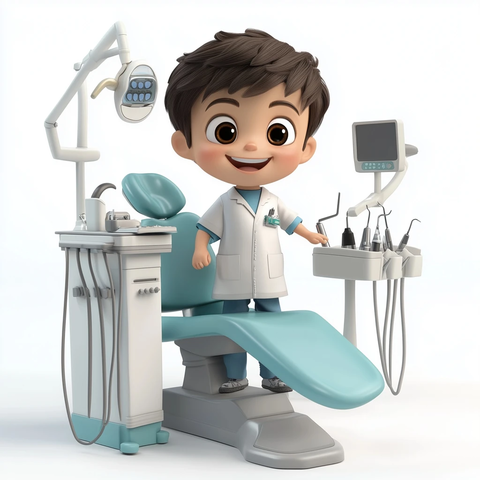 男孩牙医诊所椅子