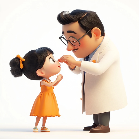 医生握鼻小女孩