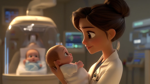 医护人员怀抱早产儿