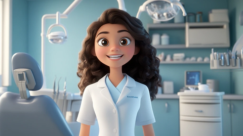 女牙医站在现代牙科诊所