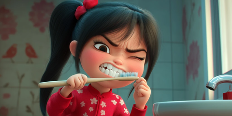 女孩牙痛刷牙姿势错误