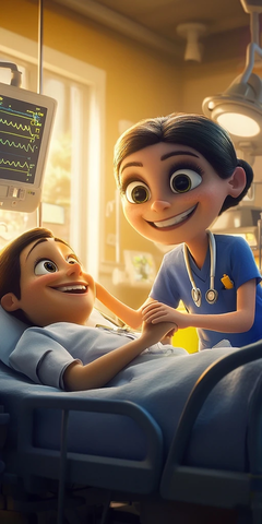 护士与病人握手医院场景