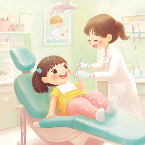 宝宝牙医诊所卡通插画