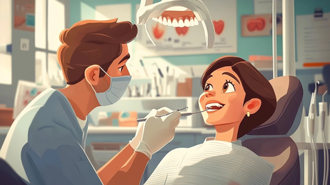 牙医检查患者牙龈炎症