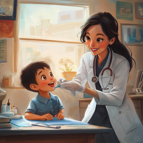 女医生治疗儿童患者