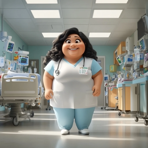 护士微笑在医院病房