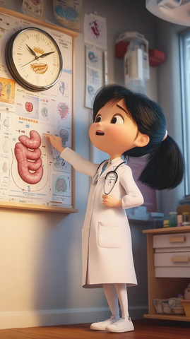 医生指钟表消化系统海报