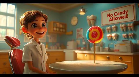 牙医诊所禁止糖果与超大棒棒糖