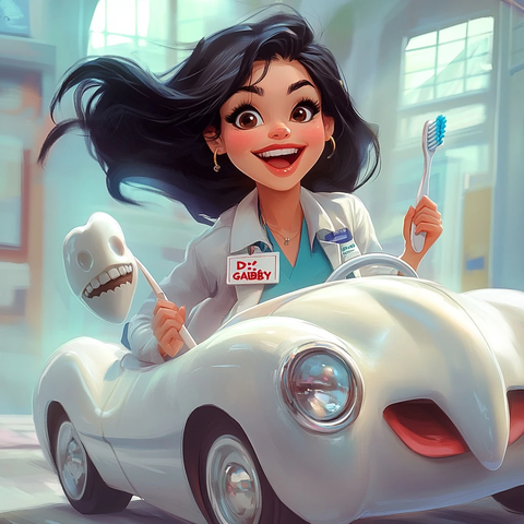 医生驾驶牙齿车