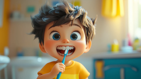 孩子刷牙跳舞欢乐瞬间