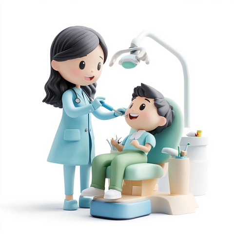 牙医检查儿童牙齿