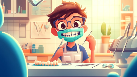 牙医诊所卡通插画矢量