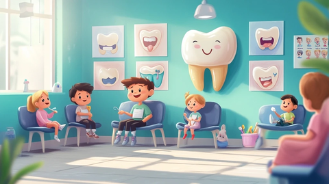 卡通牙医诊所等待室