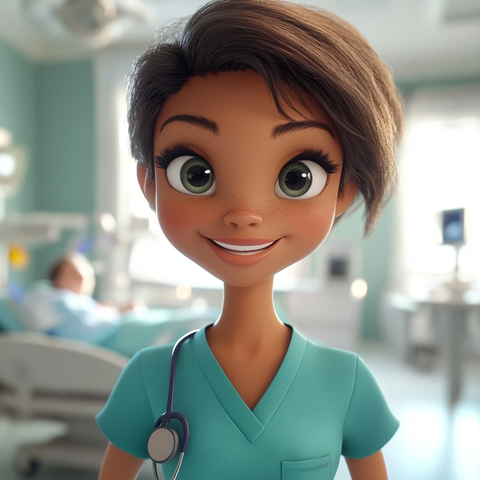 护士插画医院背景