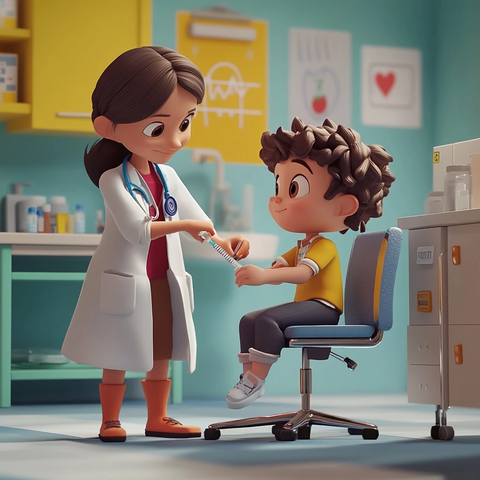 儿童诊所注射场景