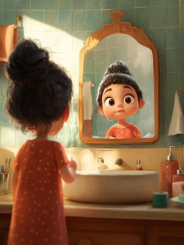 小女孩照镜子卫生间