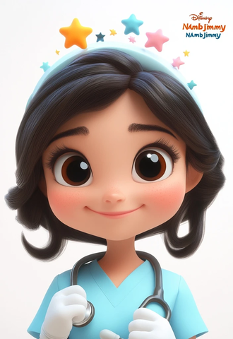 女护士微笑头像彩色星星背景