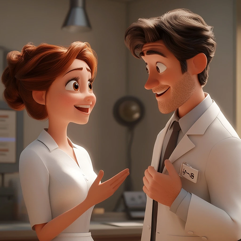 医生与年轻女性会议交谈