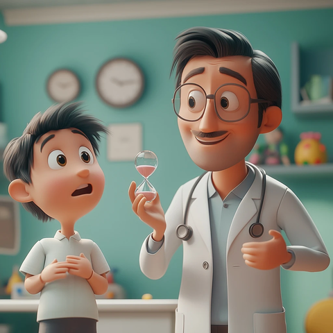 医生安抚焦虑父亲场景