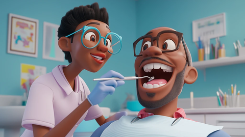 牙医诊室中的牙齿清洁