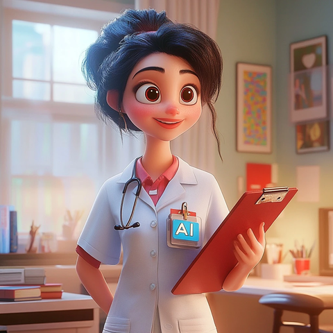 心理学家角色迪士尼风格插画