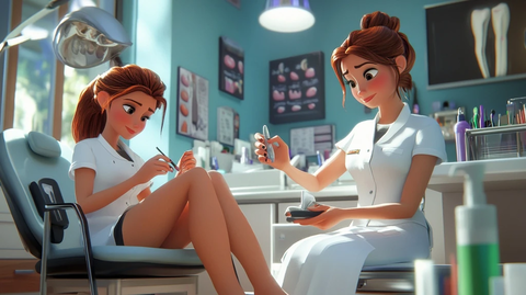 美容师为顾客涂脚趾甲