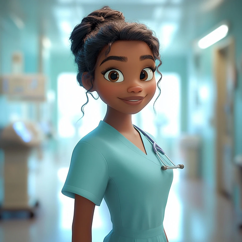 黑人女护士医院工作场景