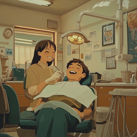 牙医诊所内的微笑患者