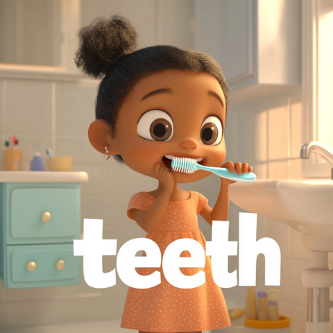 女孩刷牙卫生间场景