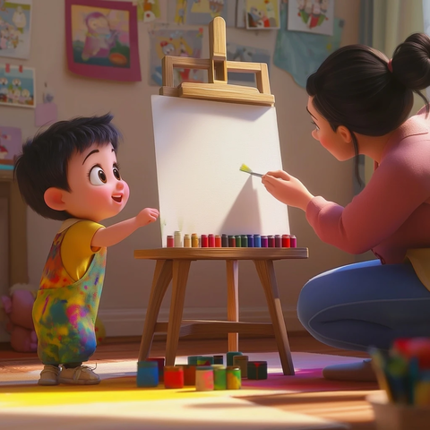 孩子绘画初体验家长暖心鼓励