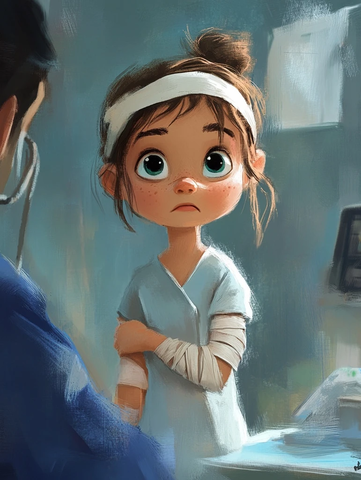 小女孩包扎去医院看医生