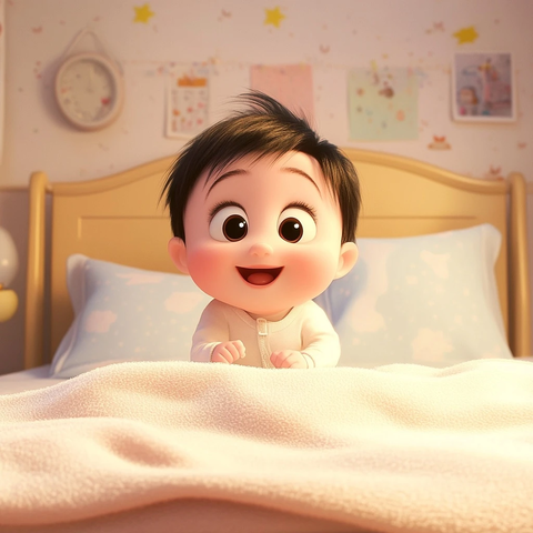 宝宝坐床开心笑温馨卧室乐悠悠