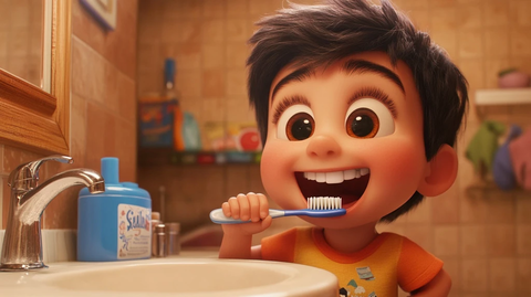 小孩刷牙迪士尼风格
