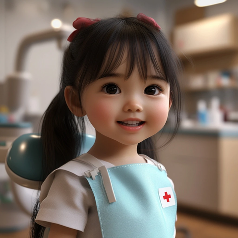 小女孩牙医护士装