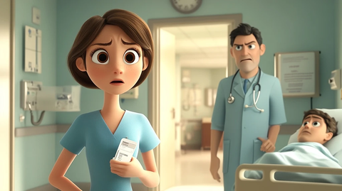 护士确认药物医生门外注视